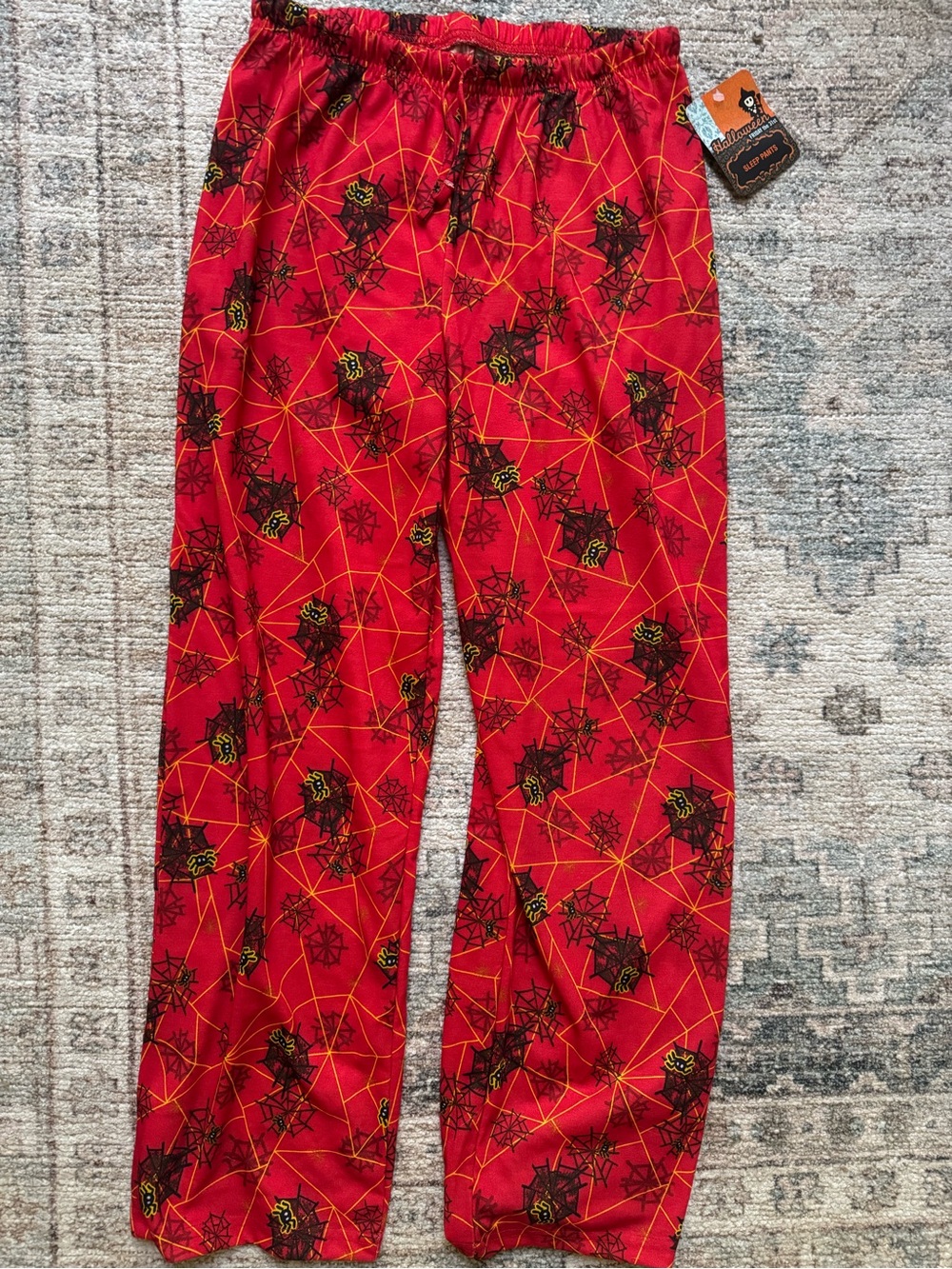 Kids NWT HALLOWEEN Red Spiderweb Pajama lounge pull on Pants -Sz Large